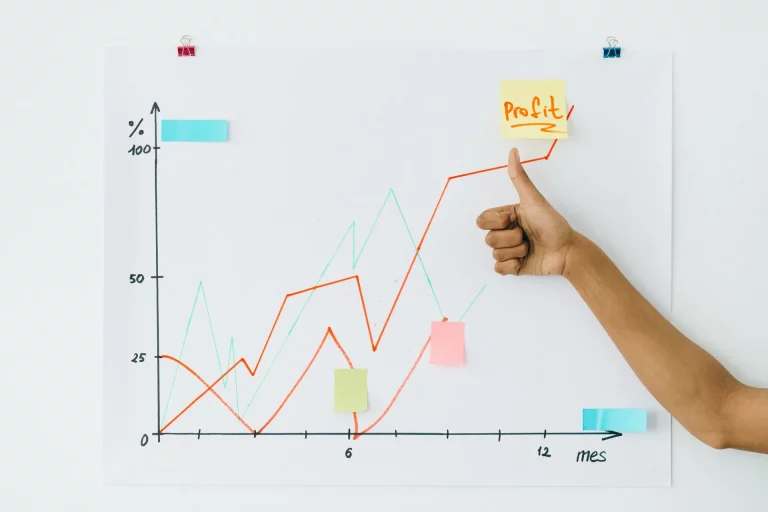 Main pointant croissance sur graphique des profits