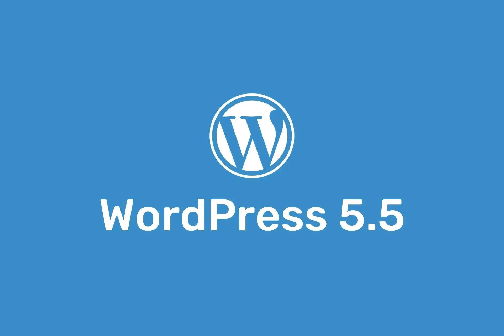 Logo WordPress version 5.5 sur fond bleu