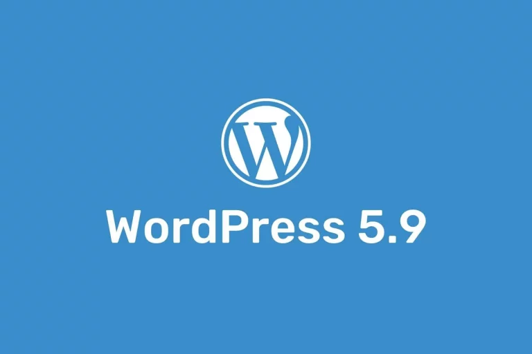 Logo WordPress 5.9 sur fond bleu