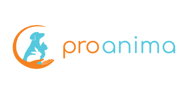 Logo Proanima avec silhouette chien et chat posés sur une main humaine