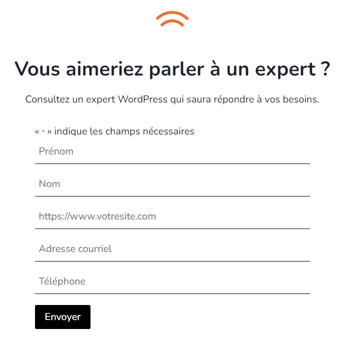 Contact form to consult a WordPress expert.