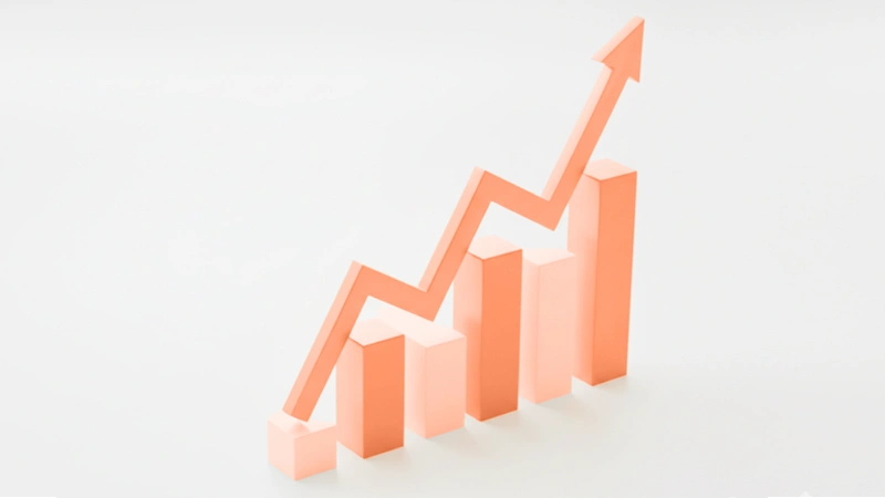 Graphique 3D de croissance en flèche orange