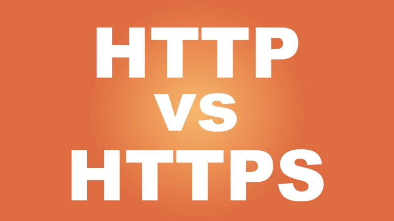 Texte HTTP versus HTTPS sur fond orange