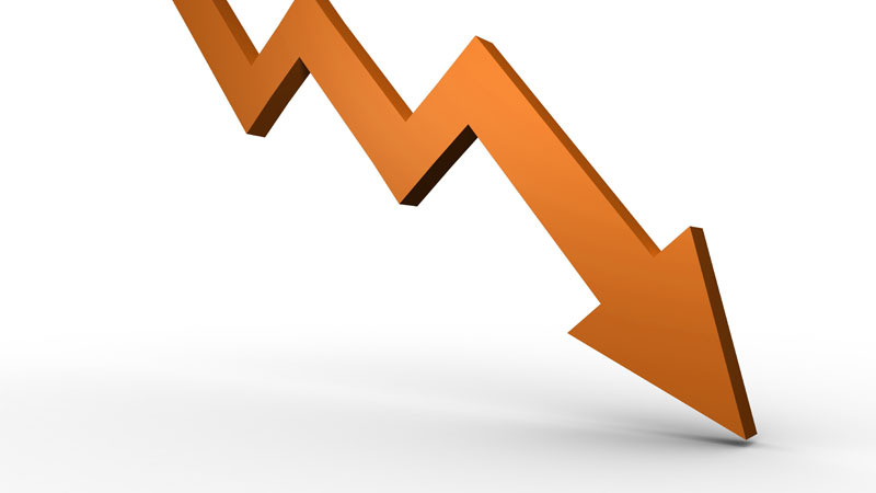 chart with decreasing arrow