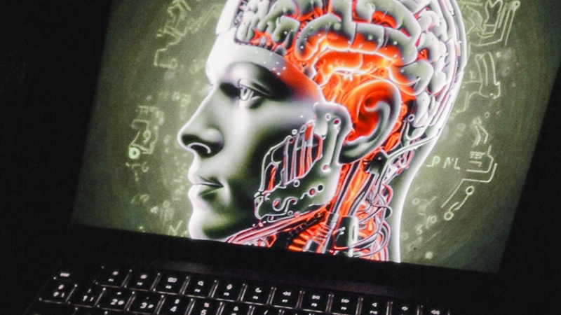 Digital illustration of an artificial human brain 