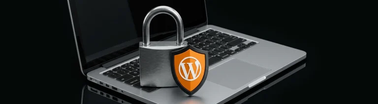 Cadenas sécurité sur ordinateur avec logo WordPress